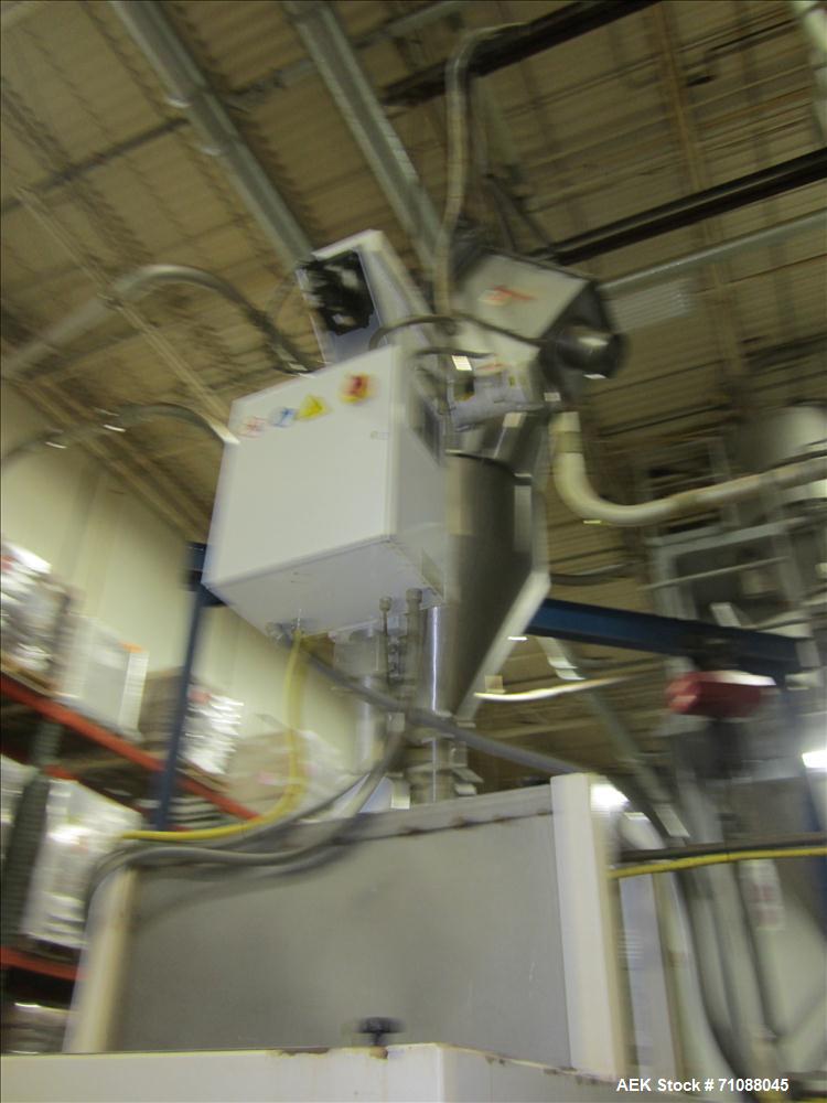 Used Key-Pak Model V400S vertical form fill seal machine. Bag size range: (Width) 6" - 15" (Length) 6" - 30". Has Markem hot stamp coder, side belt pull down, static eliminator,  registration and Mat...