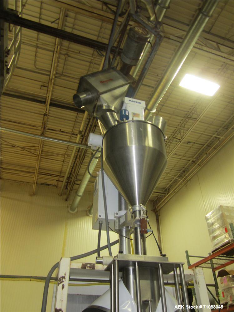 Used Key-Pak Model V400S vertical form fill seal machine. Bag size range: (Width) 6" - 15" (Length) 6" - 30". Has Markem hot stamp coder, side belt pull down, static eliminator,  registration and Mat...