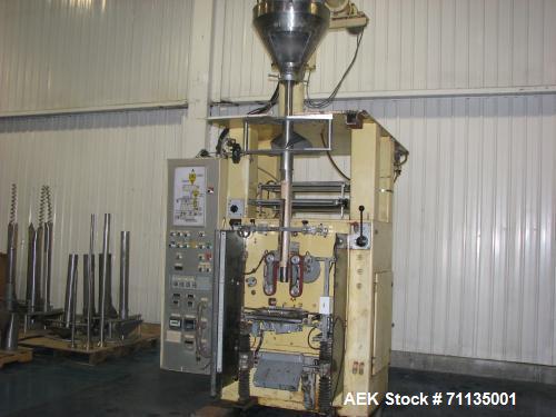 Used- Rovema Model MVP 280 Vertical Form Fill Seal Machine capable of speeds up to 65 bags per minute. Has a bag size range:...