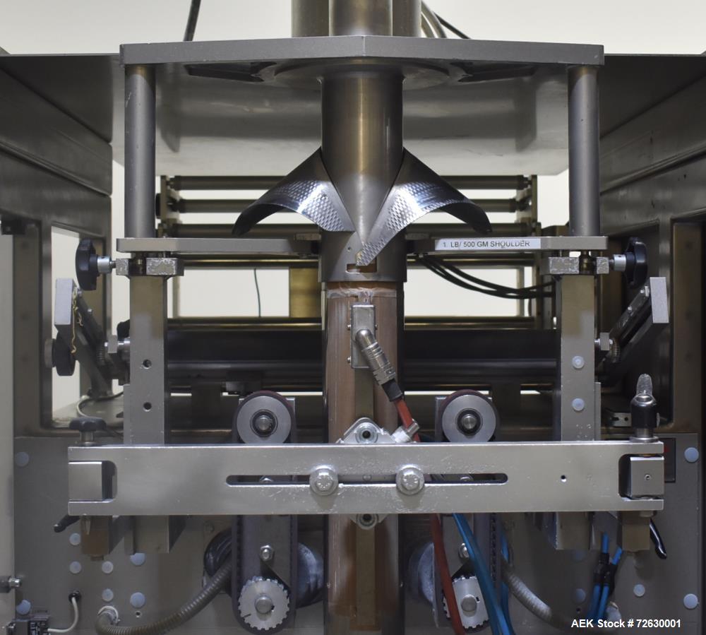 Used Rovema Model VPI-260 Vertical Form Fill and Seal Machine with Auger Filler. Capable of speeds up to 120 BPM (depending on application). Bag Size Range from: 2-3/8" - 10-7/32" or 60mm - 260mm (wi...