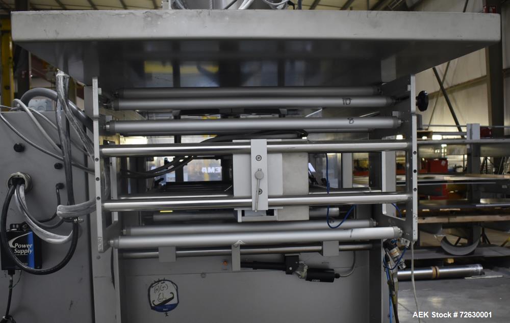 Used Rovema Model VPI-260 Vertical Form Fill and Seal Machine with Auger Filler. Capable of speeds up to 120 BPM (depending on application). Bag Size Range from: 2-3/8" - 10-7/32" or 60mm - 260mm (wi...