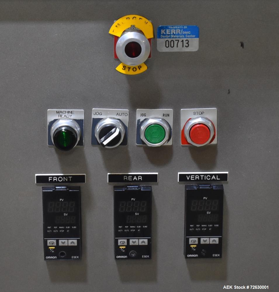 Used Rovema Model VPI-260 Vertical Form Fill and Seal Machine with Auger Filler. Capable of speeds up to 120 BPM (depending on application). Bag Size Range from: 2-3/8" - 10-7/32" or 60mm - 260mm (wi...
