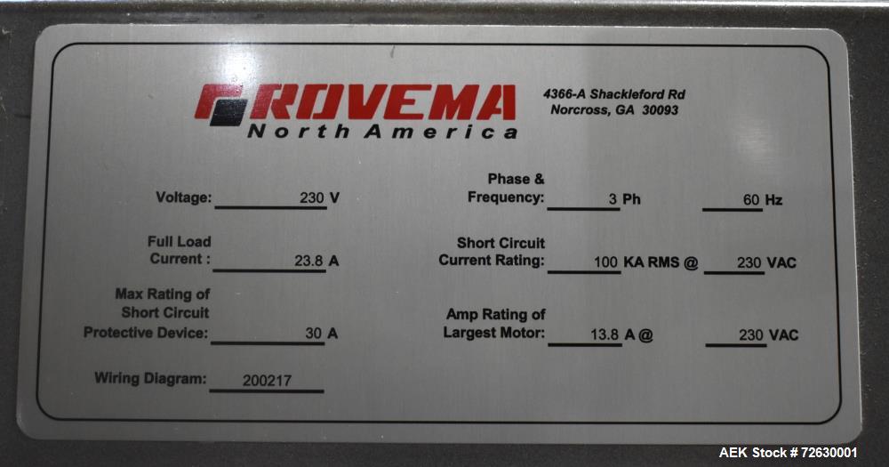 Used Rovema Model VPI-260 Vertical Form Fill and Seal Machine with Auger Filler. Capable of speeds up to 120 BPM (depending on application). Bag Size Range from: 2-3/8" - 10-7/32" or 60mm - 260mm (wi...