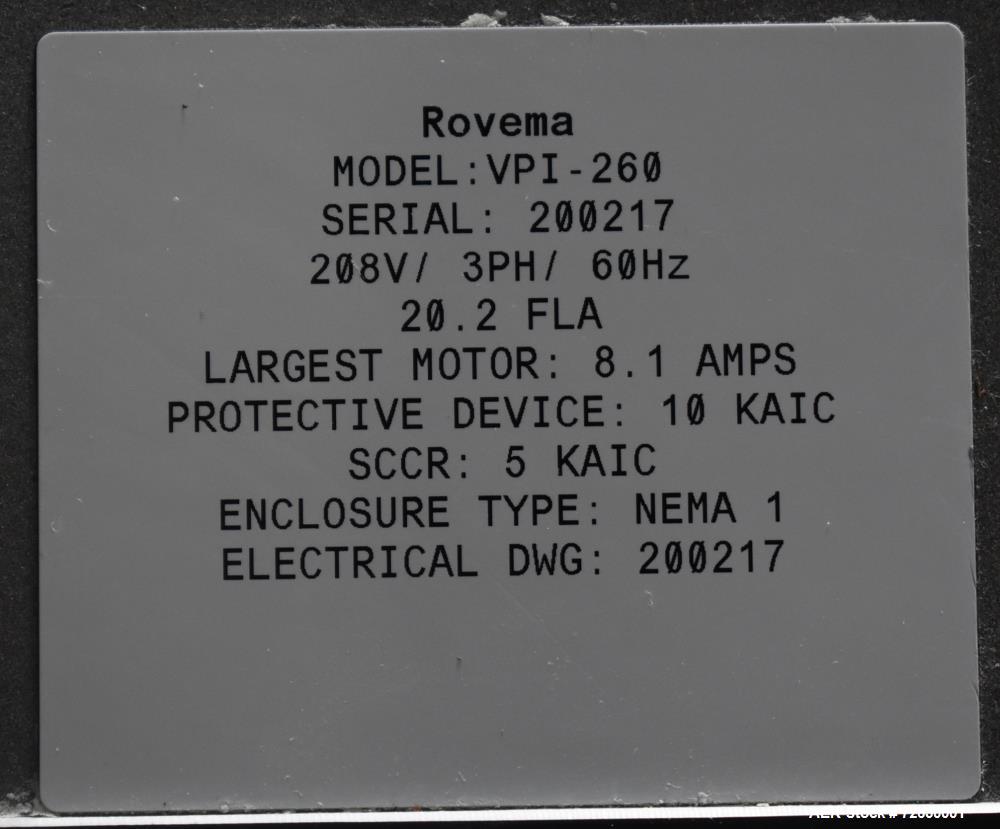 Used- Rovema Model VPI-260 Vertical Form Fill and Seal Machine with Auger Filler. Capable of speeds up to 120 BPM (depending...