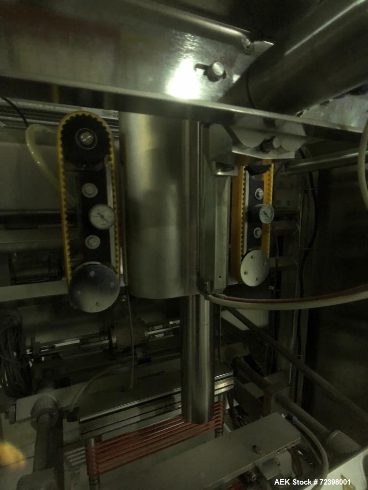 Used Viking Masek Model ES400 Vertical Form Fill Seal with Image Auger Filler. Capable of speeds up to 60 bags per minute. Bag size range: 100mm - 400mm (width) x 100mm - 600mm (length). Heat seal ja...
