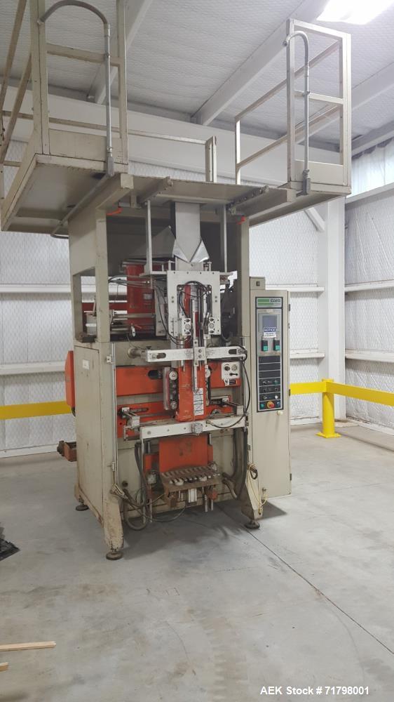 Used-ESSEGI F 1000 Vertical Form Fill and Seal bagger. Max bag size, 470mmx 680mm,  weight range of 0.5# to 11# fills.  Prod...
