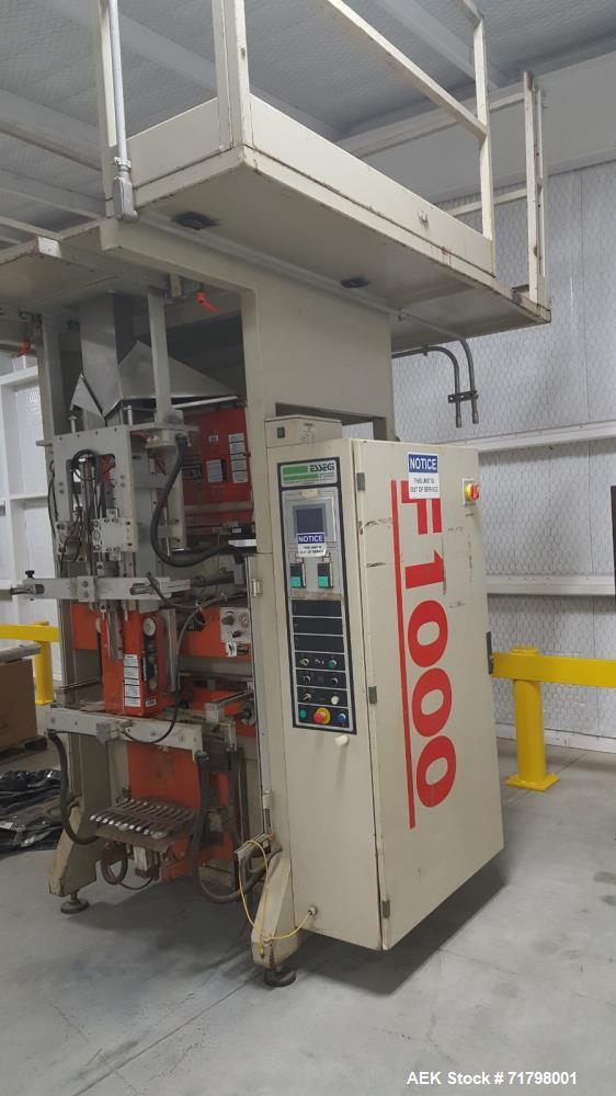 Used-ESSEGI F 1000 Vertical Form Fill and Seal bagger. Max bag size, 470mmx 680mm,  weight range of 0.5# to 11# fills.  Prod...