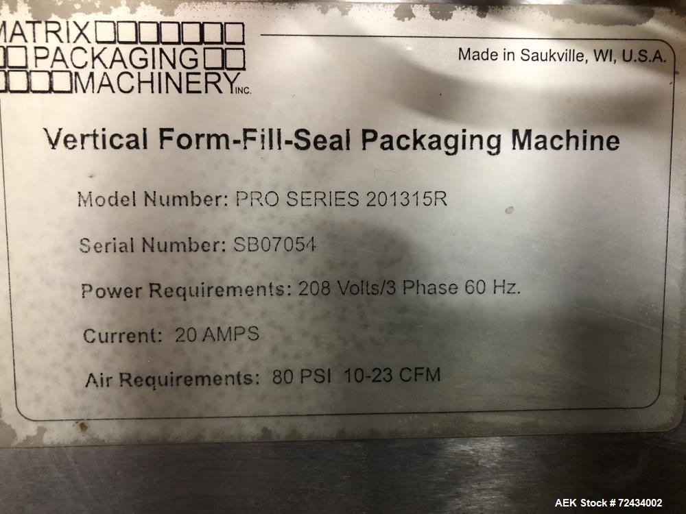 Matrix Packaging MatrixPro Vertical Form Fill and Seal Machine