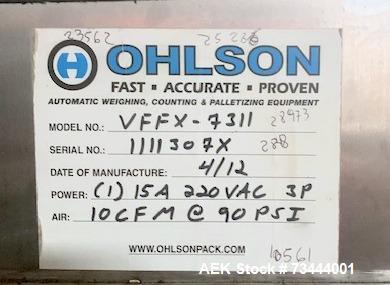 Used Ohlson VFFX-7311 Vertical Form Fill Seal Machine – 100 BPM, Stainless