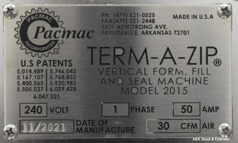 Used Pacmac 2015B Vertical Washdown Form Fill & Seal Machine – PLC Controlled