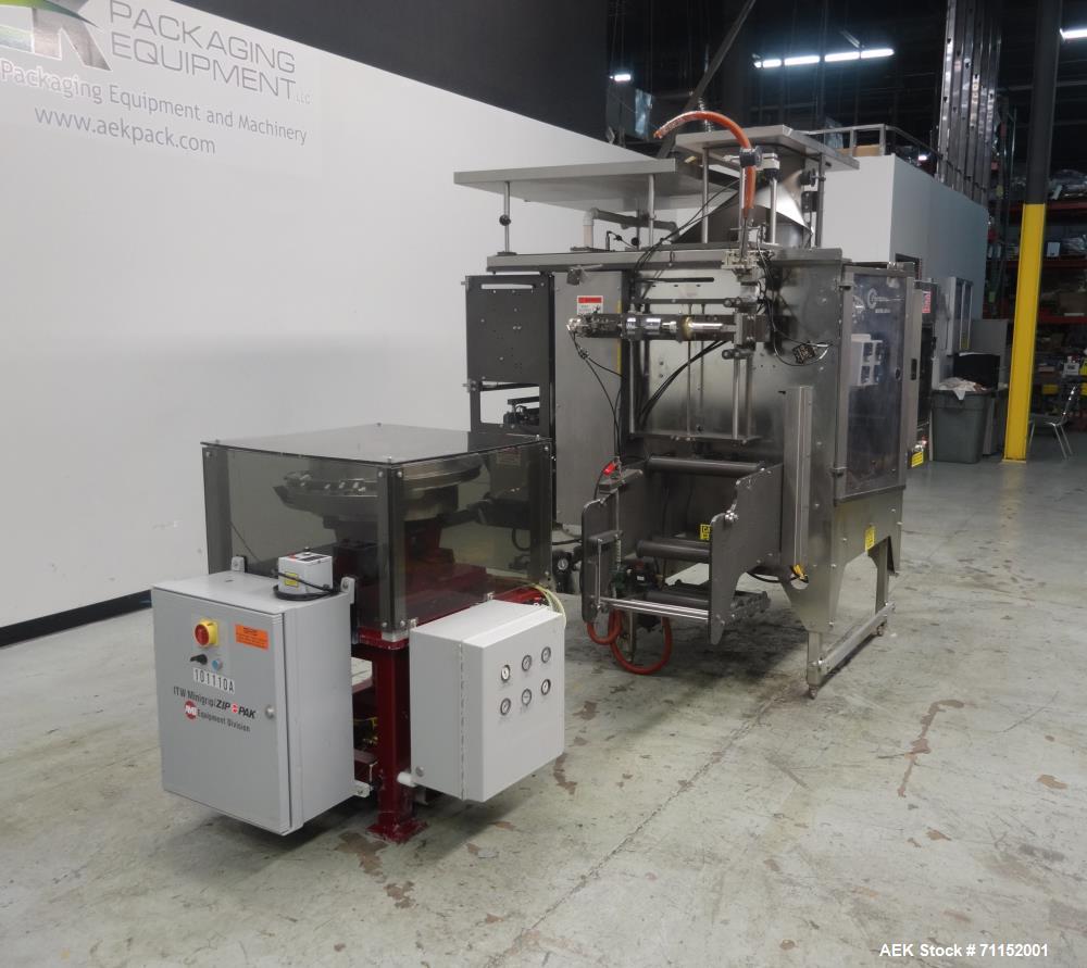 Used Pacmac Model 9500 Vertical Form Fill and Seal Machine Thermazip Slider Zip