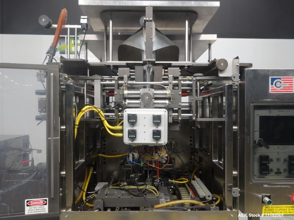 Used Pacmac Model 9500 Vertical Form Fill and Seal Machine Thermazip Slider Zip