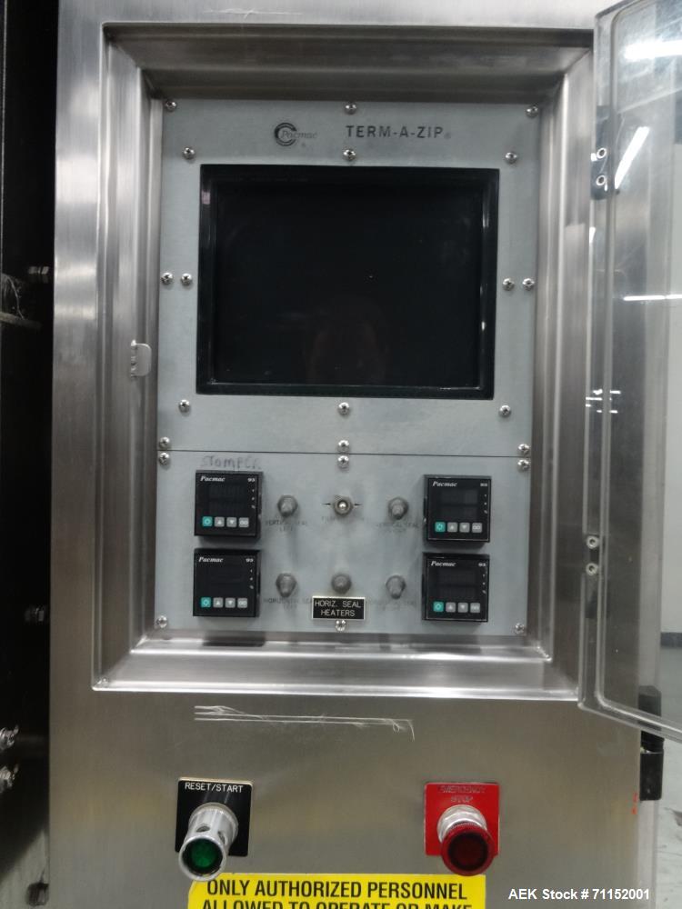 Used Pacmac Model 9500 Vertical Form Fill and Seal Machine Thermazip Slider Zip