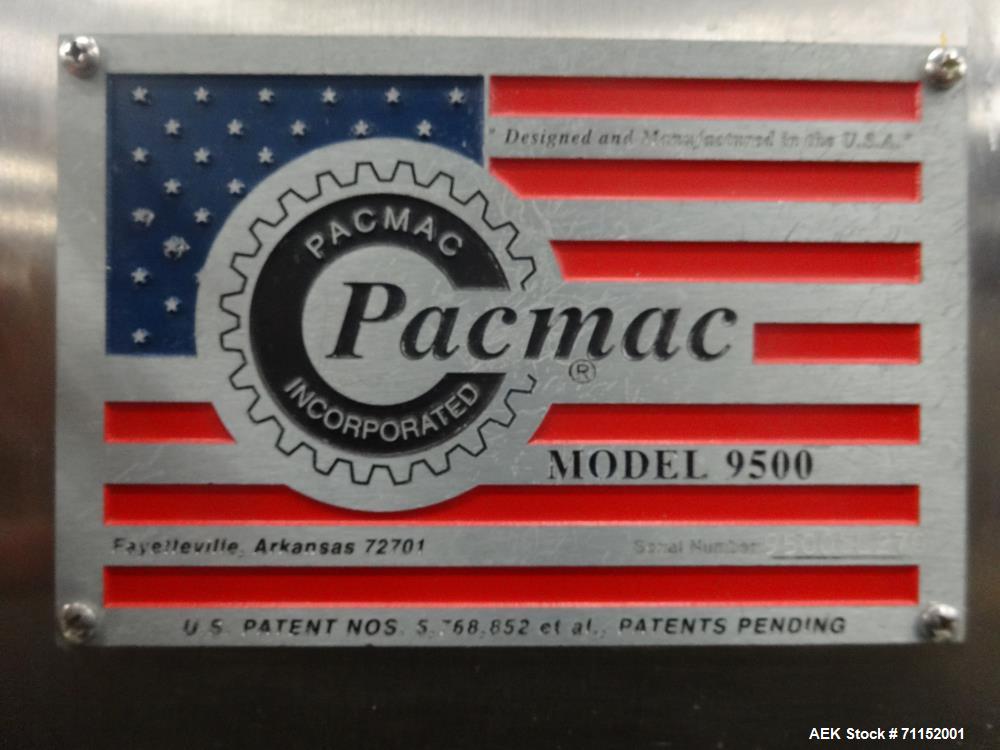Used Pacmac Model 9500 Vertical Form Fill and Seal Machine Thermazip Slider Zip