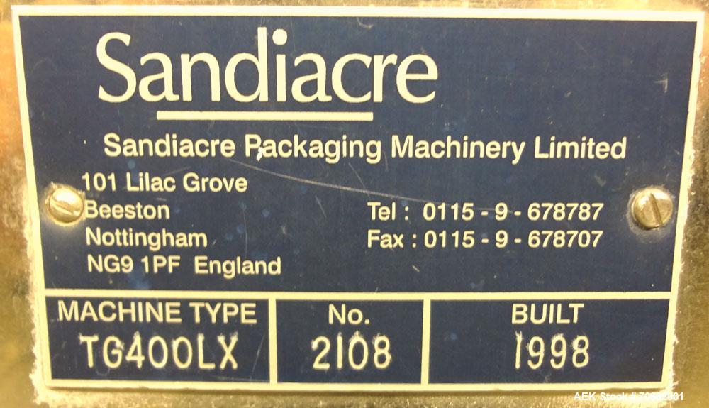Used Sandiacre Model TG400-LX Single Tube Vertical Form, Fill & Seal Machine