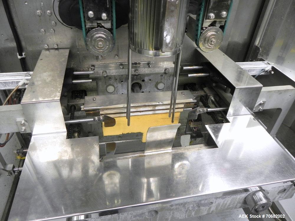 Used Sandiacre Model TG400-LX Single Tube Vertical Form, Fill, & Seal Machine. Capable of up to 60 bags per minute. Has a bag size range of min: 120mm to max: 400 (width) by up to 600mm (length) on a...