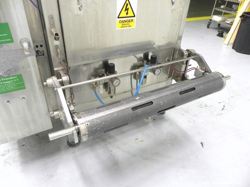 Used Sandiacre Model TG400-LX Single Tube Vertical Form, Fill, & Seal Machine. Capable of up to 60 bags per minute. Has a bag size range of min: 120mm to max: 400 (width) by up to 600mm (length) on a...