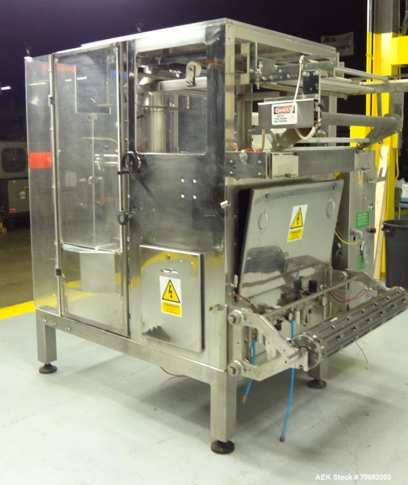 Used- Sandiacre Model TG400-LX Single Tube Vertical Form, Fill, & Seal Machine. Capable of up to 60 bags per minute. Has a b...