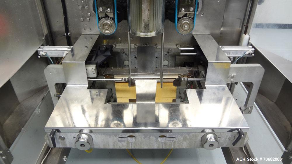 Used Sandiacre Model TG400-LX Single Tube Vertical Form, Fill, & Seal Machine. Capable of up to 60 bags per minute. Has a bag size range of min: 120mm to max: 400 (width) by up to 600mm (length) on a...