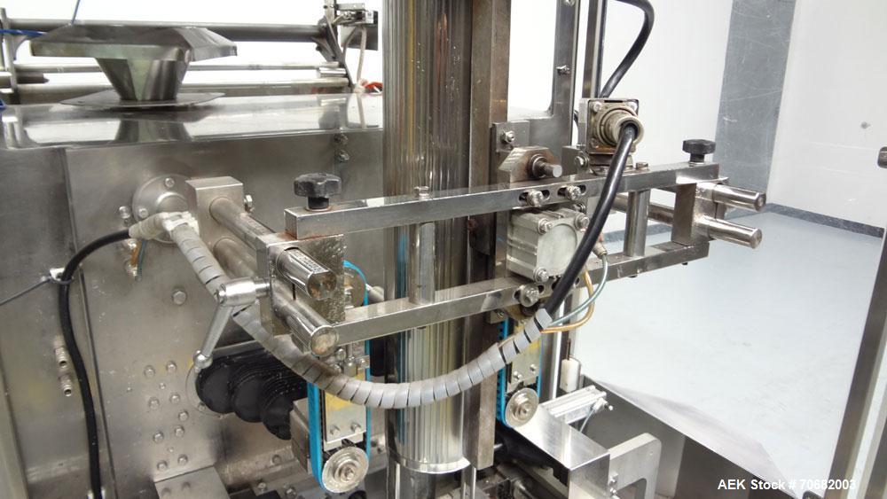 Used Sandiacre Model TG400-LX Single Tube Vertical Form, Fill, & Seal Machine. Capable of up to 60 bags per minute. Has a bag size range of min: 120mm to max: 400 (width) by up to 600mm (length) on a...