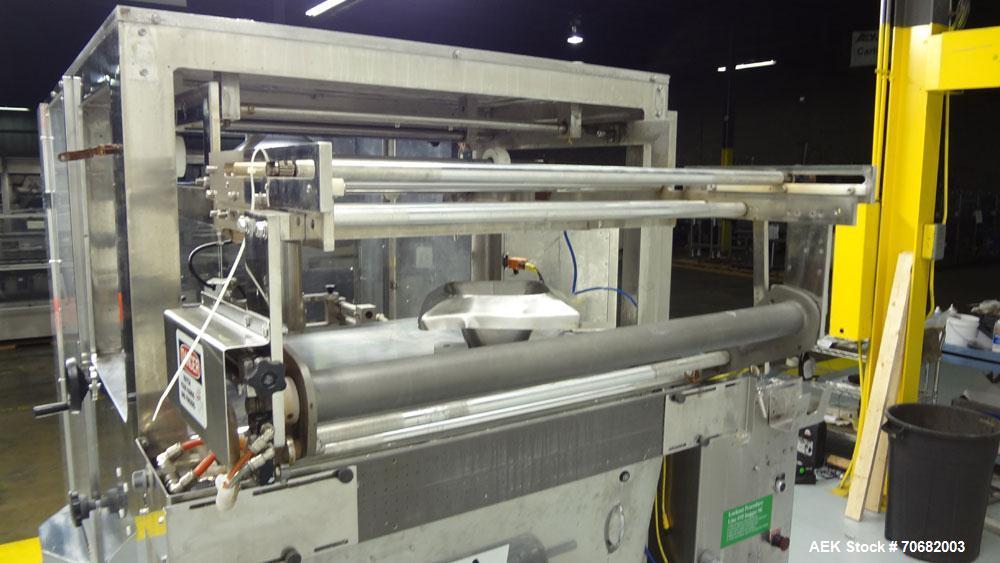 Used Sandiacre Model TG400-LX Single Tube Vertical Form, Fill, & Seal Machine. Capable of up to 60 bags per minute. Has a bag size range of min: 120mm to max: 400 (width) by up to 600mm (length) on a...