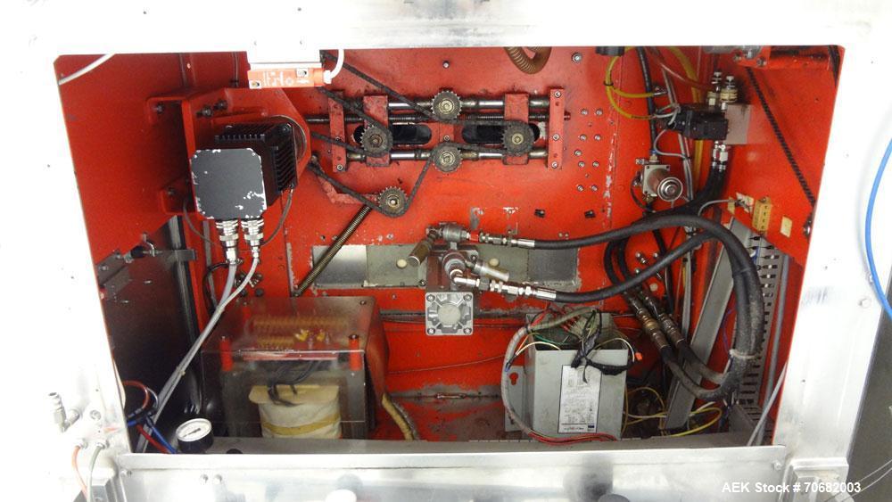 Used Sandiacre Model TG400-LX Single Tube Vertical Form, Fill, & Seal Machine. Capable of up to 60 bags per minute. Has a bag size range of min: 120mm to max: 400 (width) by up to 600mm (length) on a...