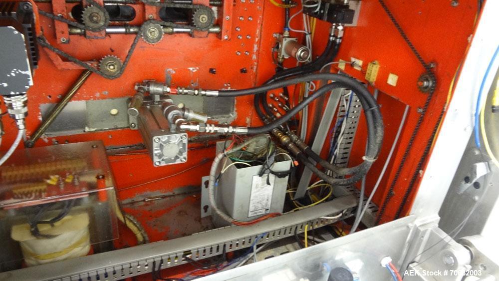 Used Sandiacre Model TG400-LX Single Tube Vertical Form, Fill, & Seal Machine. Capable of up to 60 bags per minute. Has a bag size range of min: 120mm to max: 400 (width) by up to 600mm (length) on a...