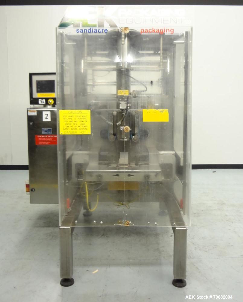 Used Sandiacre Model TG400-LX Single Tube Vertical Form, Fill & Seal Machine.