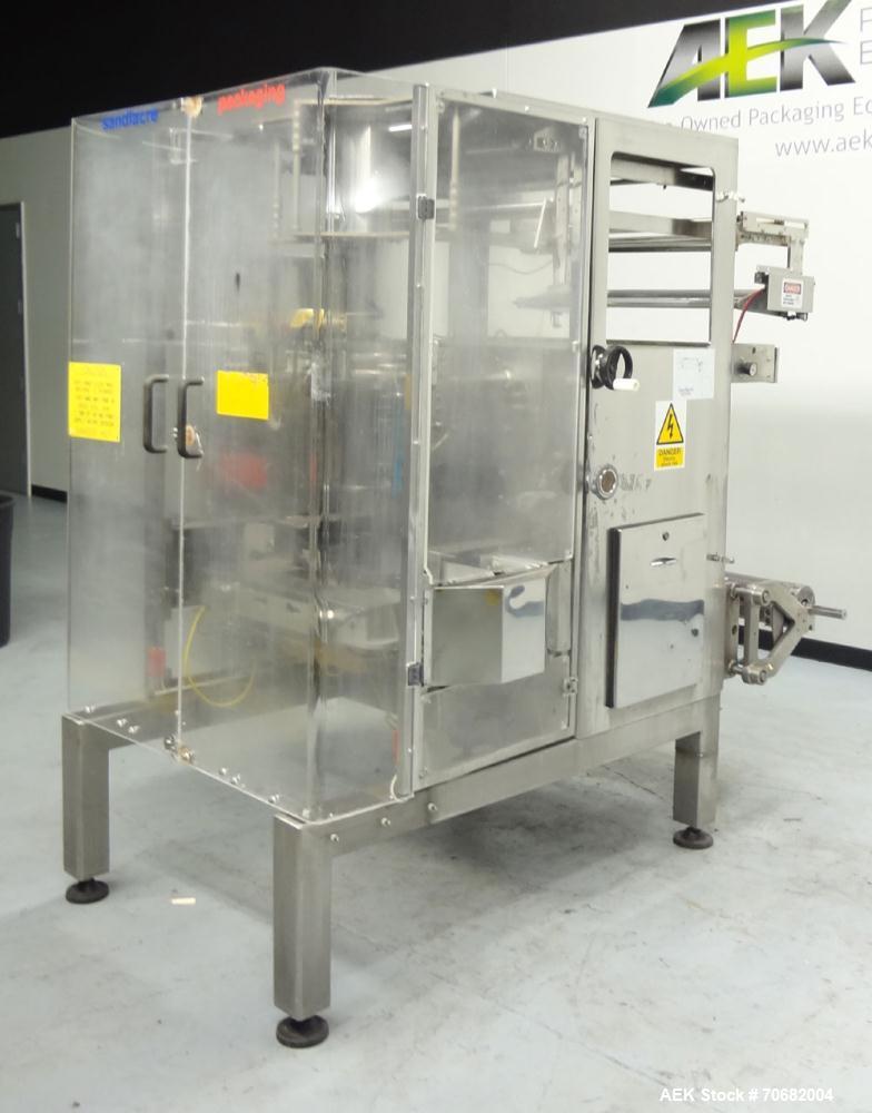 Used Sandiacre Model TG400-LX Single Tube Vertical Form, Fill & Seal Machine.