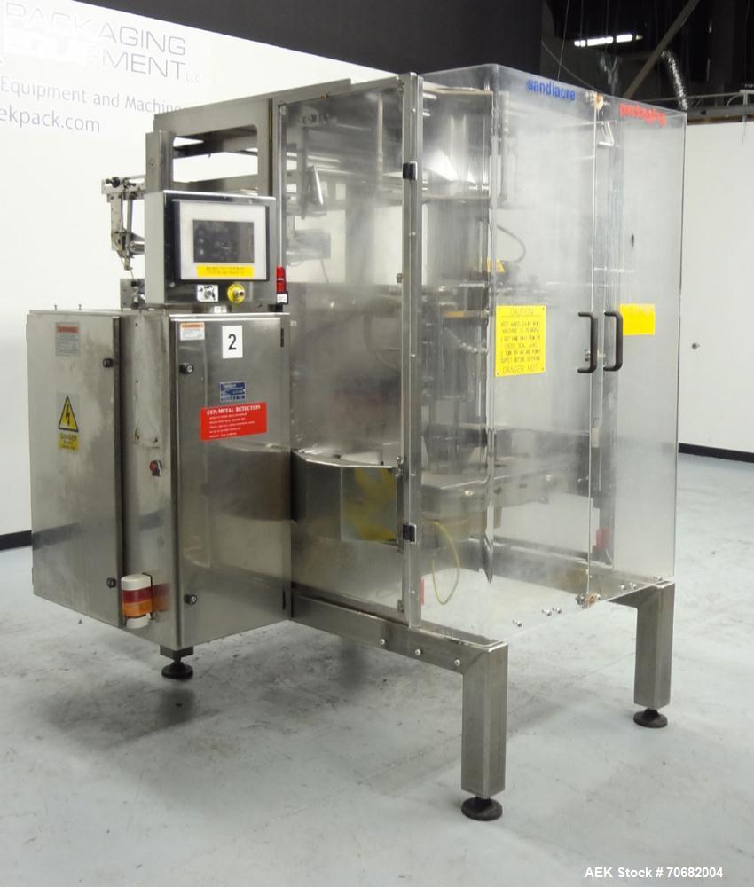 Used Sandiacre Model TG400-LX Single Tube Vertical Form, Fill & Seal Machine.