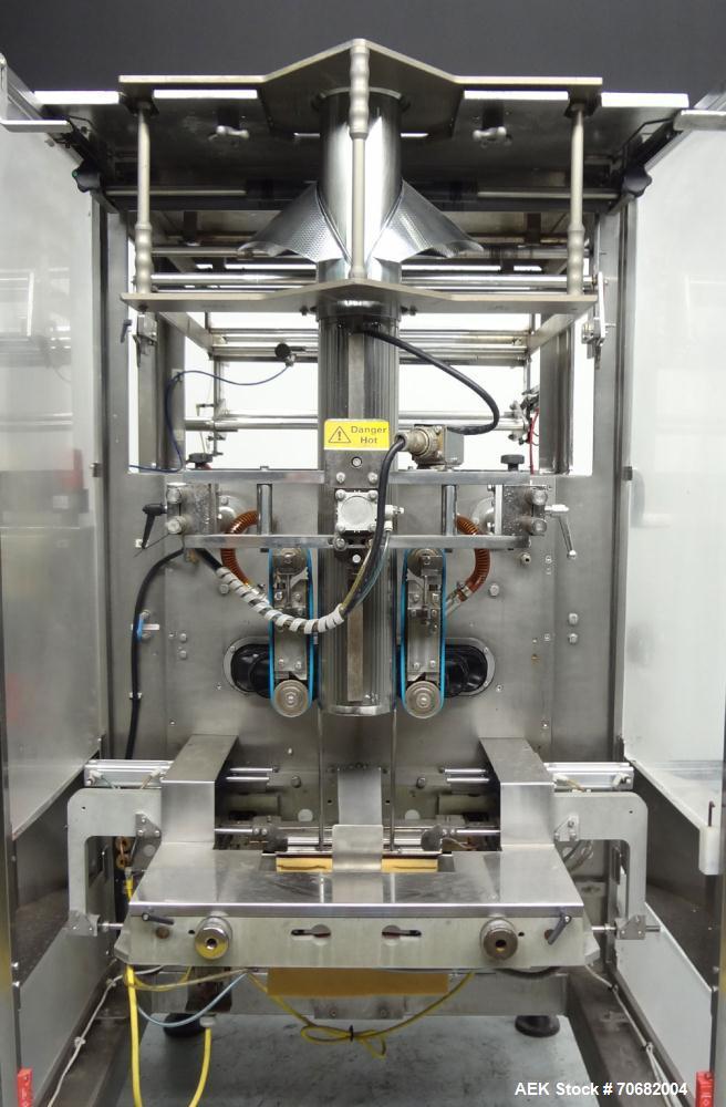 Used Sandiacre Model TG400-LX Single Tube Vertical Form, Fill & Seal Machine.