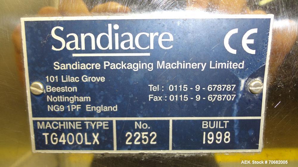 Used Sandiacre Model TG400-LX Single Tube Vertical Form, Fill & Seal Machine