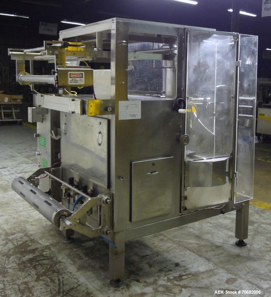 Used Sandiacre Model TG400-LX Single Tube Vertical Form, Fill & Seal Machine.