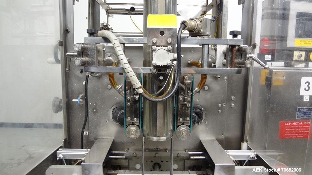 Used Sandiacre Model TG400-LX Single Tube Vertical Form, Fill & Seal Machine.