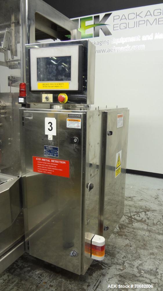 Used Sandiacre Model TG400-LX Single Tube Vertical Form, Fill & Seal Machine.