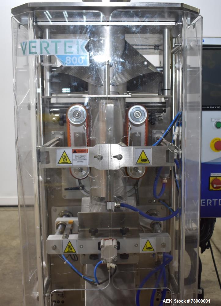 Used Weighpack Systems Model Vertek 800 Vertical Form Fill Seal Bagger. Capable of speeds up to 60 bags per minute (depending on application). Bag size range: up to 8" or 200mm (width) x up to 17.25"...