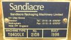 Used Sandiacre Model TG400-LX Single Tube Vertical Form, Fill & Seal Machine