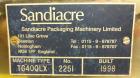 Used Sandiacre Model TG400-LX Single Tube Vertical Form, Fill & Seal Machine.