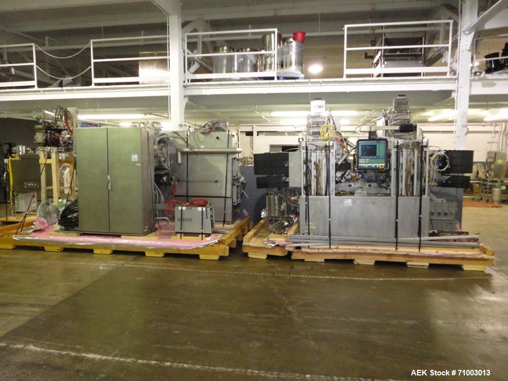 Used Rommelag Model 360M BFS Blow Fill Seal Machine. Machine is capable of speeds from 6,000 to 18,000 units per hour depending on tooling. Ampoule/vial size range 2ml to 50ml or 20 to 60 cavities, d...