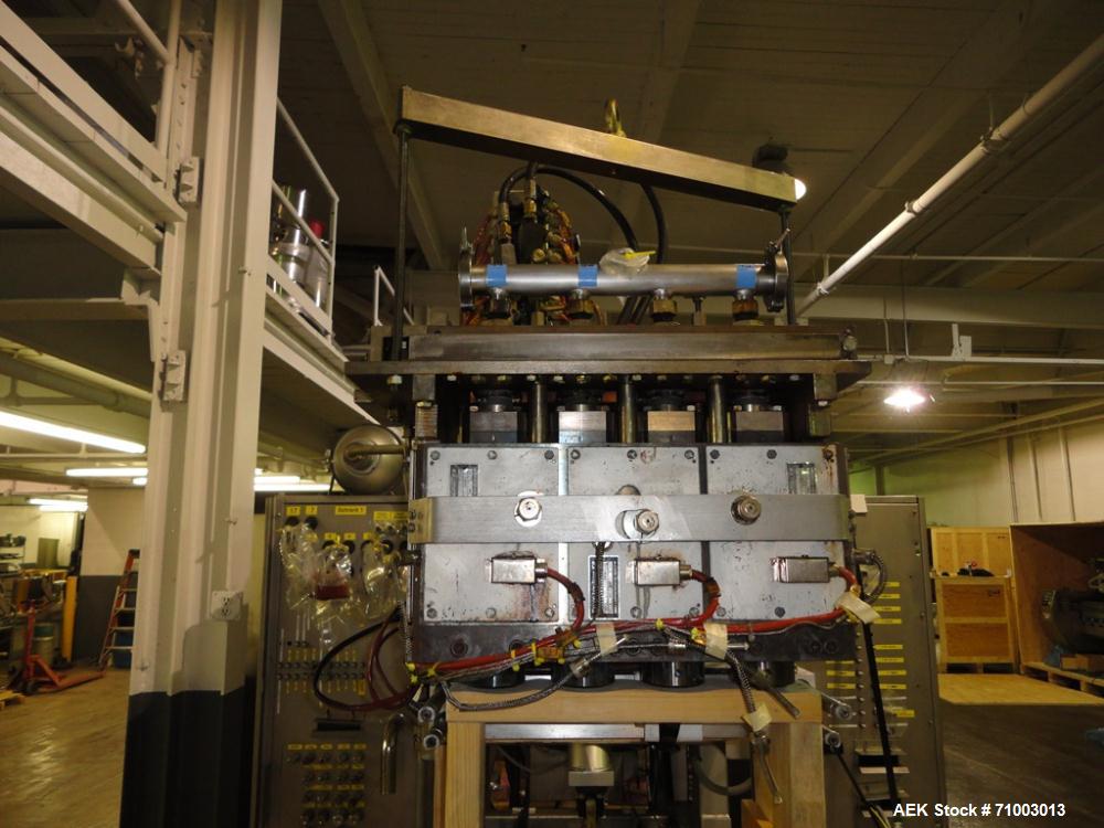 Used Rommelag Model 360M BFS Blow Fill Seal Machine. Machine is capable of speeds from 6,000 to 18,000 units per hour depending on tooling. Ampoule/vial size range 2ml to 50ml or 20 to 60 cavities, d...