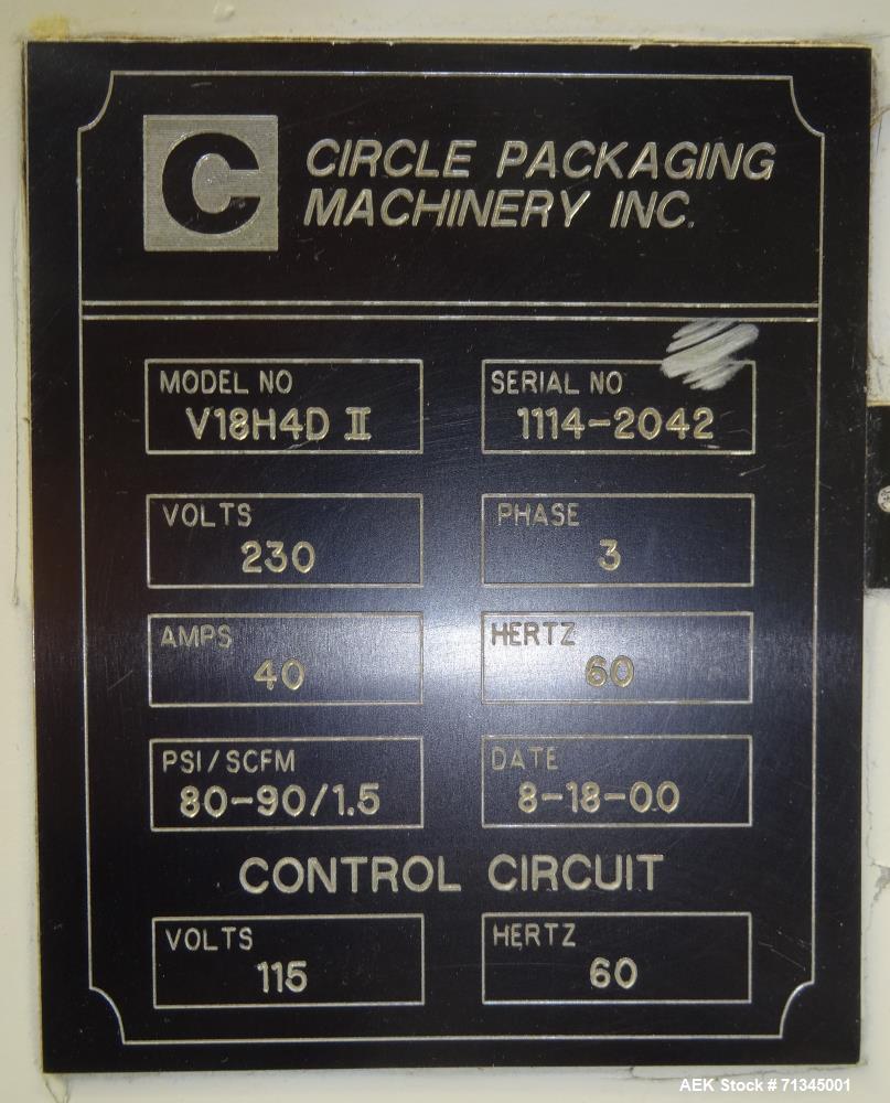 Used Circle Model V18H4D-II Vertical Form, Fill, and Seal Pouch Machine