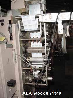 USED:Circle model V6BHP3 continuous motion vertical form/fill/seal.Last used running as three up on a 2" x 2" swabpad pouch. Will run upto 6" web width. Has swabpad dispenser, (1) FUS 3 pump (will ru...