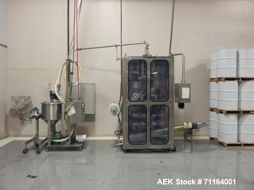 Used Cryovac 2000B Vertical Form Fill Seal Machine for Liquids. Capable of speeds up to 30 bags per pouch per minute. Has a pouch size range: width 6" to 12", length 8" to 24". Pouch fill volume 16 o...