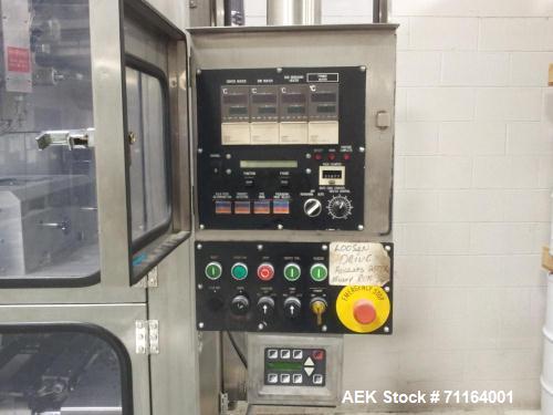 Used Cryovac 2000B Vertical Form Fill Seal Machine for Liquids. Capable of speeds up to 30 bags per pouch per minute. Has a pouch size range: width 6" to 12", length 8" to 24". Pouch fill volume 16 o...