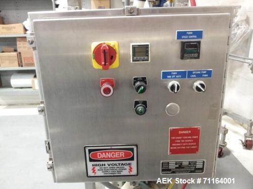 Used Cryovac 2000B Vertical Form Fill Seal Machine for Liquids. Capable of speeds up to 30 bags per pouch per minute. Has a pouch size range: width 6" to 12", length 8" to 24". Pouch fill volume 16 o...