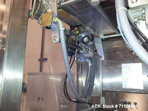 Used Cryovac 2000B Vertical Form Fill Seal Machine for Liquids. Capable of speeds up to 30 bags per pouch per minute. Has a pouch size range: width 6" to 12", length 8" to 24". Pouch fill volume 16 o...