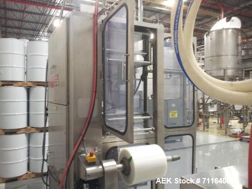 Used Cryovac 2000B Vertical Form Fill Seal Machine for Liquids. Capable of speeds up to 30 bags per pouch per minute. Has a pouch size range: width 6" to 12", length 8" to 24". Pouch fill volume 16 o...