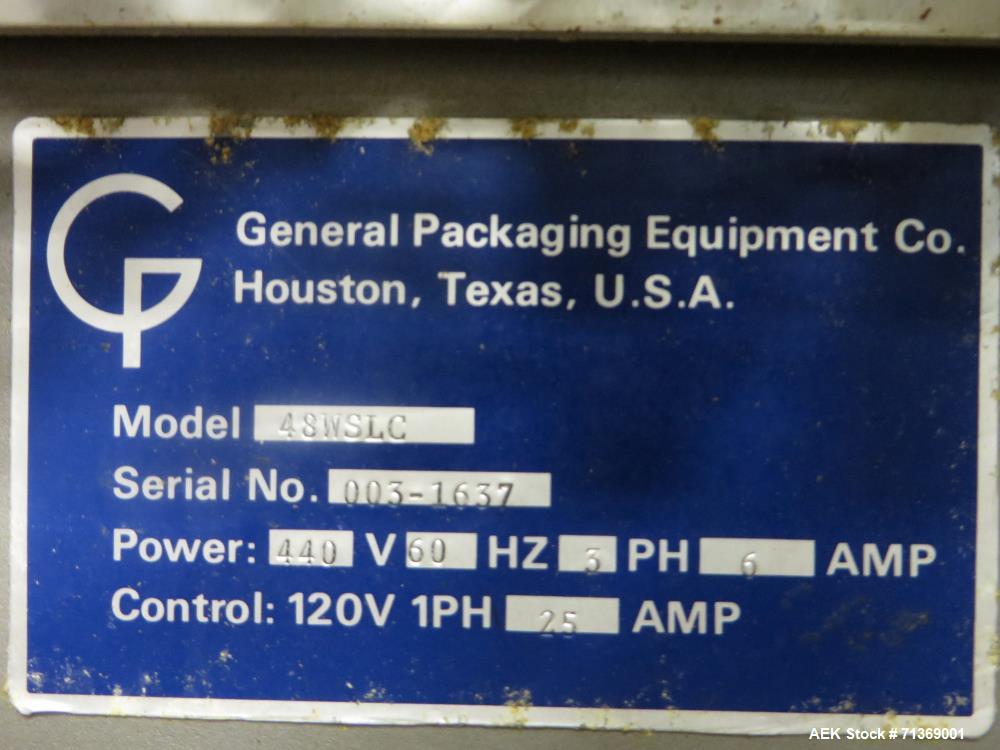 Used- General Packaging Equipment Co Vertical Form, Fill and Seal Machine