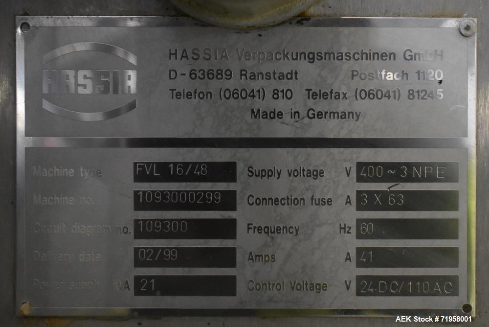 Hassia Model FVL16/48 Vertical Form FIll & Seal for Sauce Cheese or Condiments