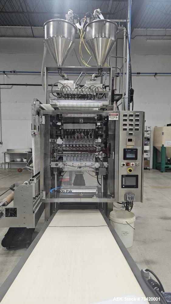 Used Prodo-Pak PV-215-CSW-10 Vertical Form Fill and Seal Machine with Conveyor – 350 PPM